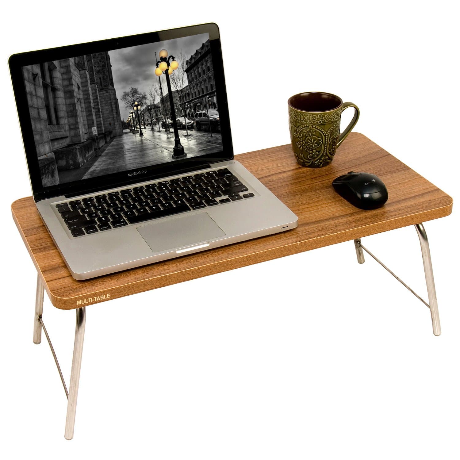 MULTI - TABLE Wooden Foldable, Multipurpose (Study Table/Reading Table/Eating Table/Craft-Work/Bed Table) Bed Laptop Table with Stainless Steel Legs in Modern Shades (Color Shade May Vary a Little)