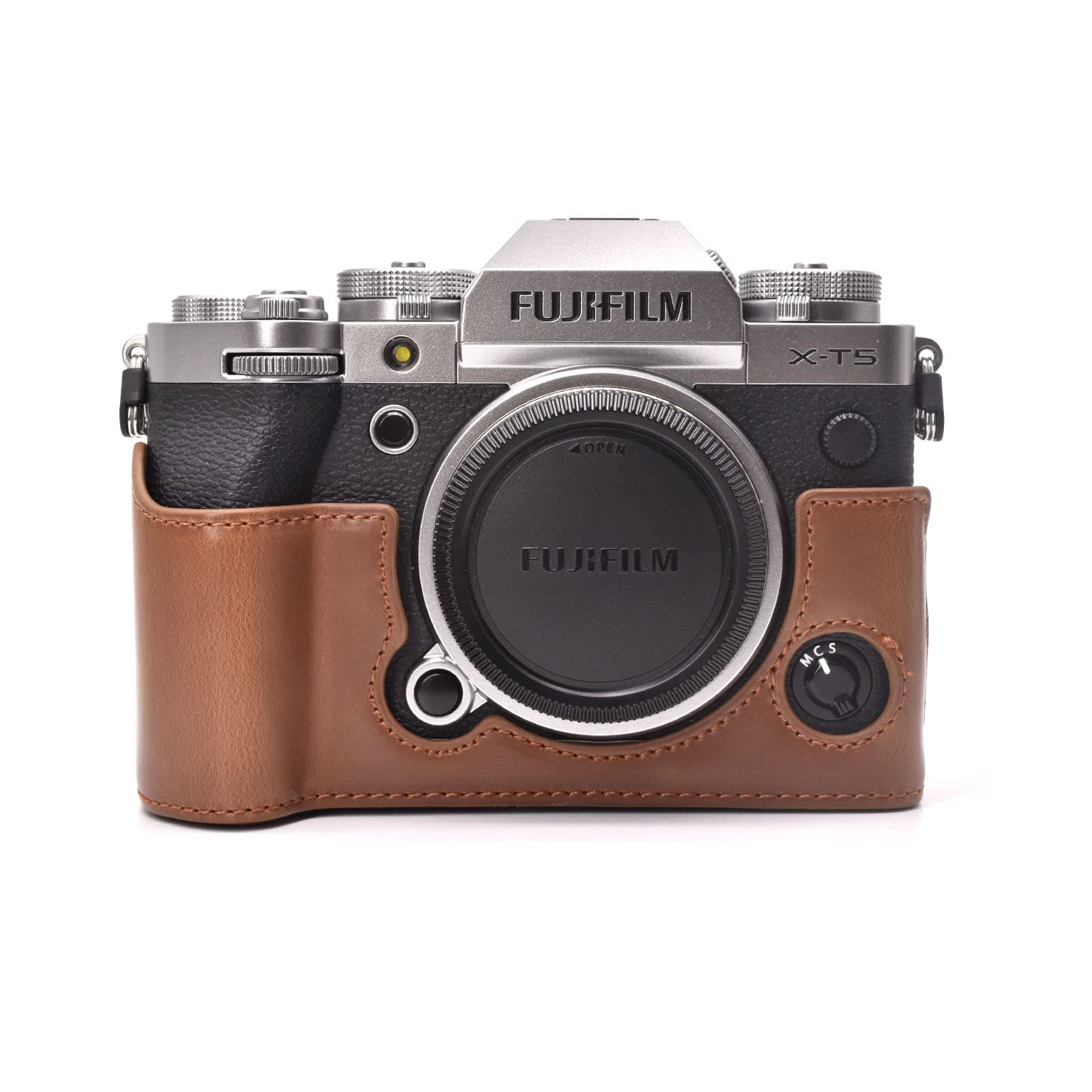 MUZIRI KINOKOO XT5 Case, Protective Case Compatible for Fuji XT5/X-T5 Camera - PU Leather Half- Body Camera Case - Coffee