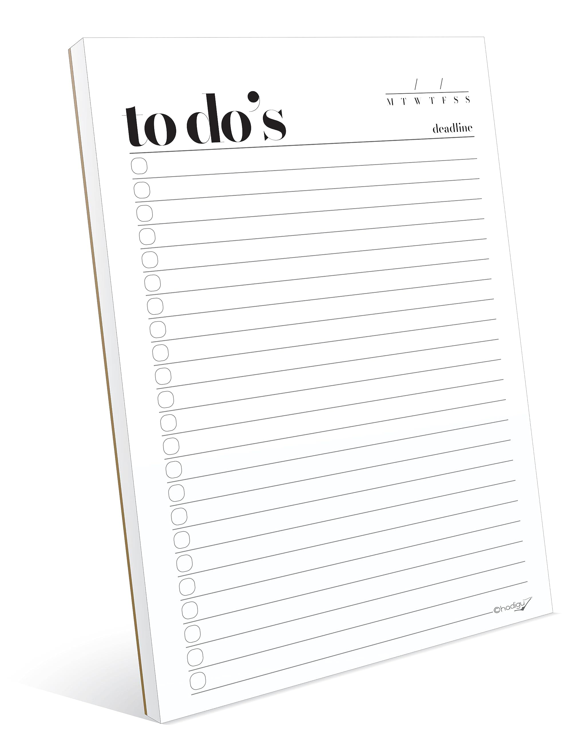 HADIGU To Do List Notepad A5 Size (8.3"x5.8") Premium Thick Paper With Cardboard Back Support, Undated Daily Planner Notepad, Daily To Do List Notebook, Ruled Pages, Checkboxes, Deadline Column.