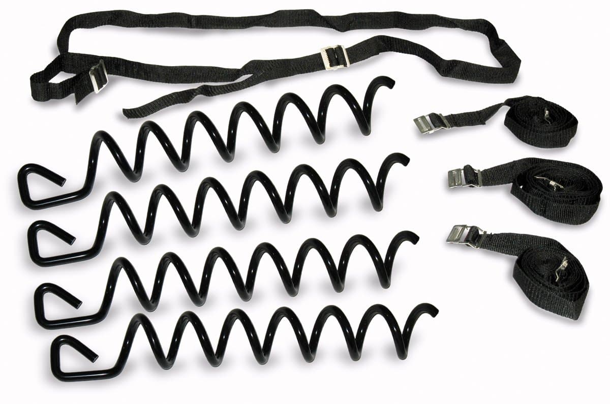 Heavy Duty Durable Trampoline Anchor Safety and Stability Kit Set Includes 4 Screws and Straps for High Winds