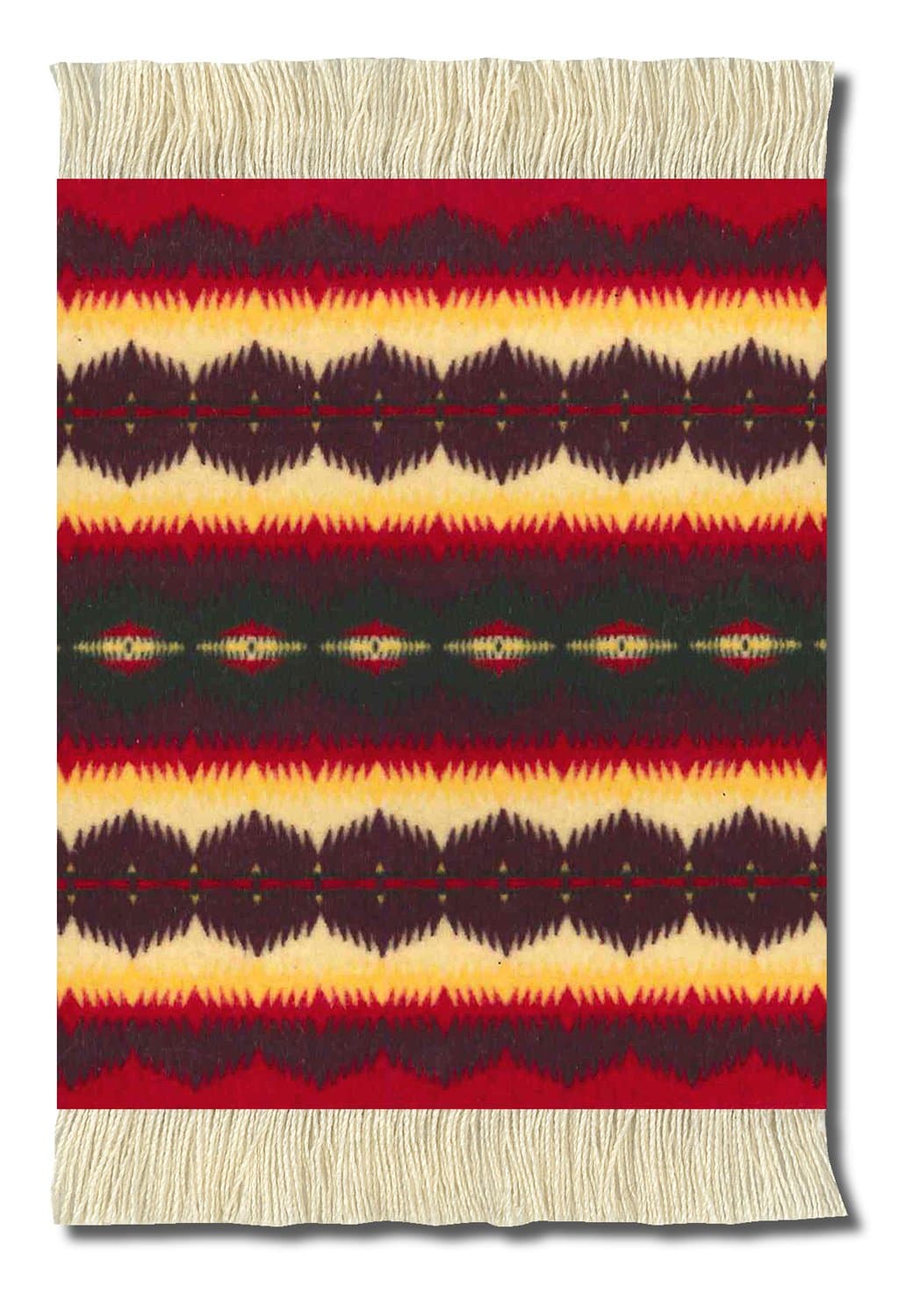 Lextra (Pendleton Geronimo), Coasterrug, Red/Burgundy/Yellow, 5.5 x 3.5 Inches, Set of Four (PRG-C)