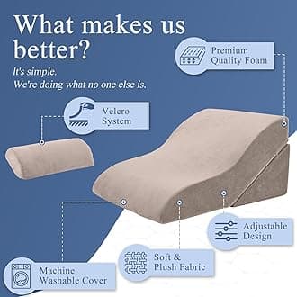 Axelrod Bed Wedge Pillow Set Foam | Adjustable Pillows for Back, Leg and Knee Pain Relief | Post Surgery Ortho Pillow – Anti Snoring, Heartburn, Acid Reflux & GRED- Brown