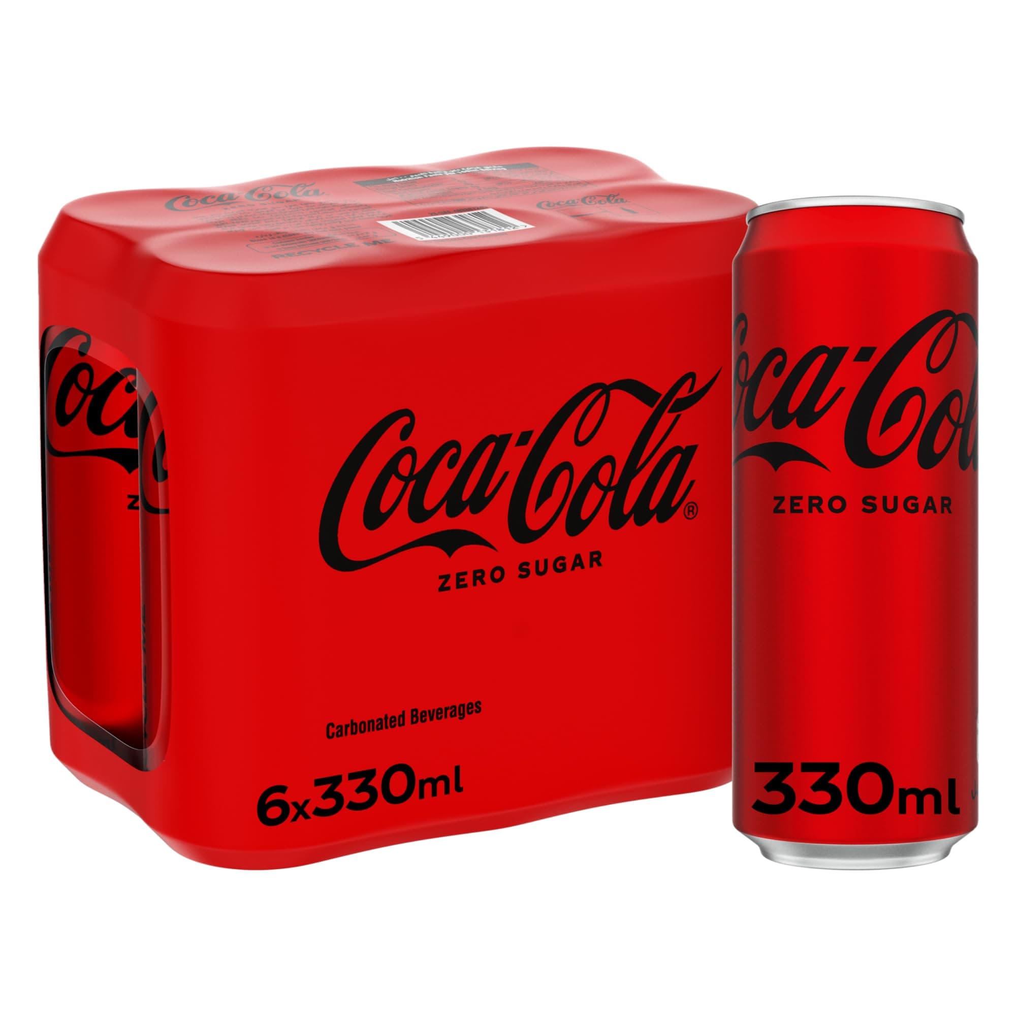 COCA-COLA Zero Sugar, Carbonated Soft Drink, Can 330ml, Pack of 6