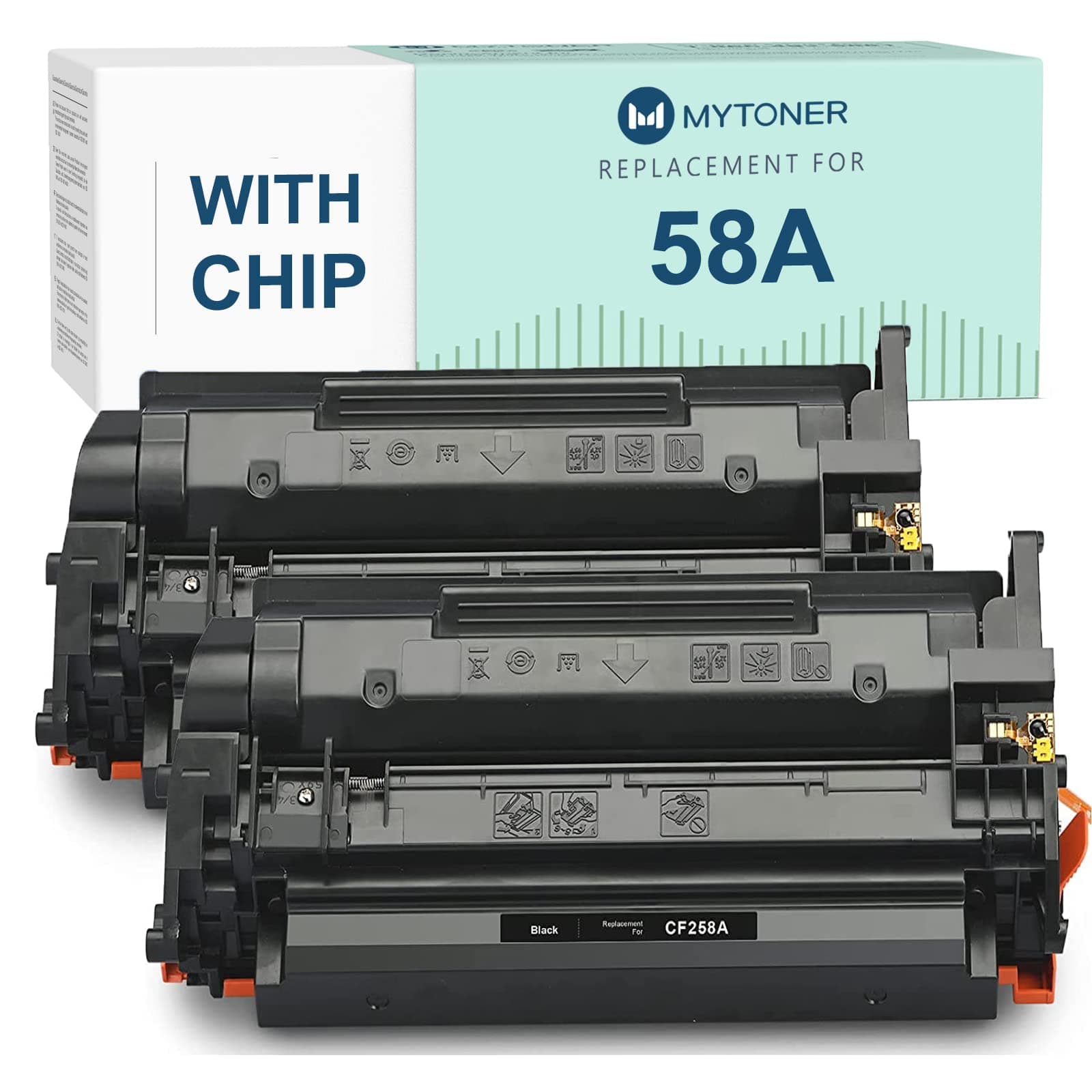 MYTONER (58A with Chip) Compatible Toner Cartridge Replacement for HP 58A CF258A for Laserjet Pro M404dn M404dw M404n MFP M428fdw M428fdn M428dw M428 M404 M430f M406dn (Black,2-Pack)
