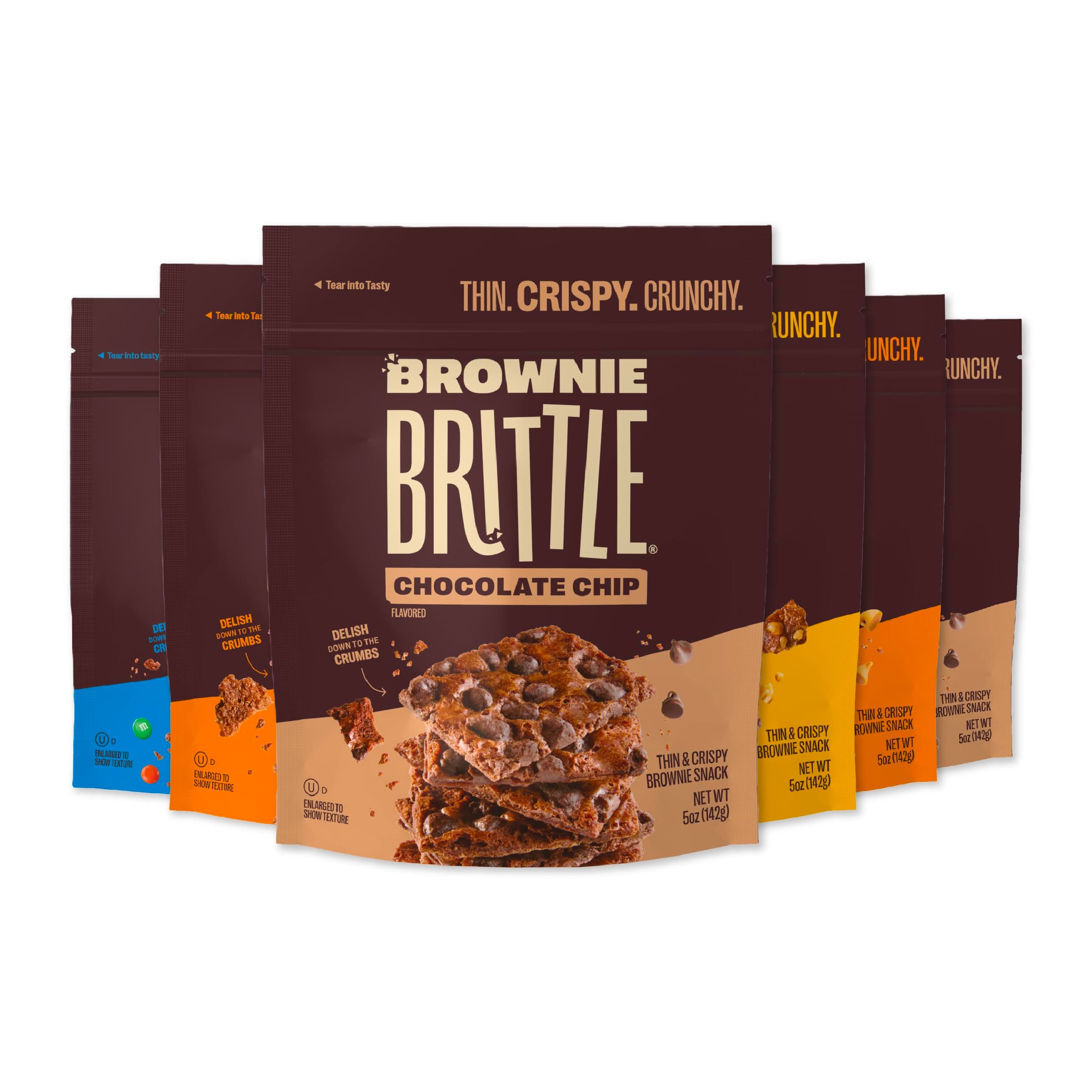 Brownie Brittle – Variety Pack Thin and Crispy Sweet Snacks (Pack of 6, 5 oz), Rich Gourmet Brownie Bites Dessert