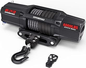 OpenRoad 6000 lbs Winch Kit for UTV/ATV, Includes 50' Synthetic Black Rope, 12V Permanent Magnet Motor,2.9 HP Motor