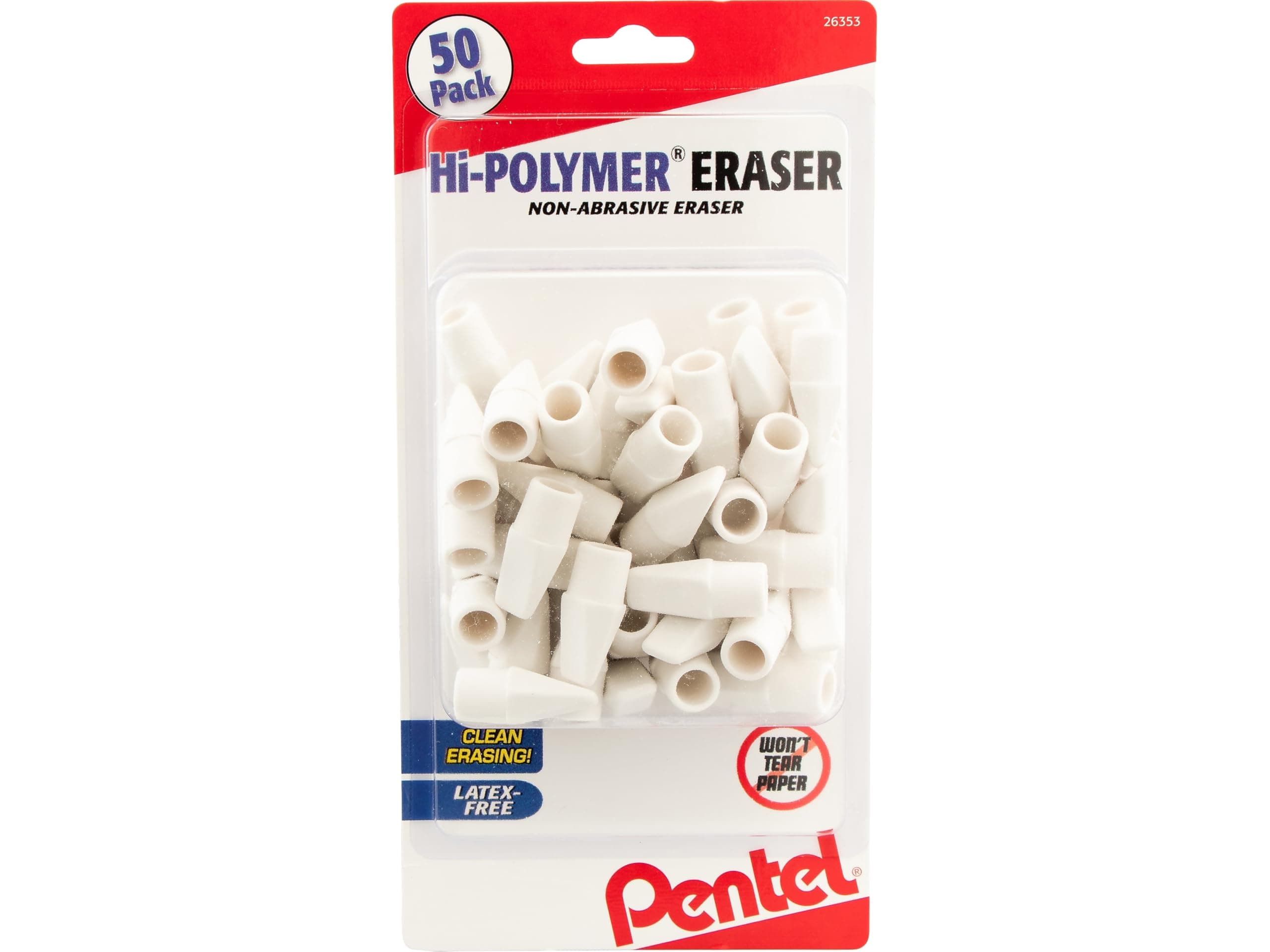 Hi-Polymer Cap Eraser, White, 50/Pack,Rectangular