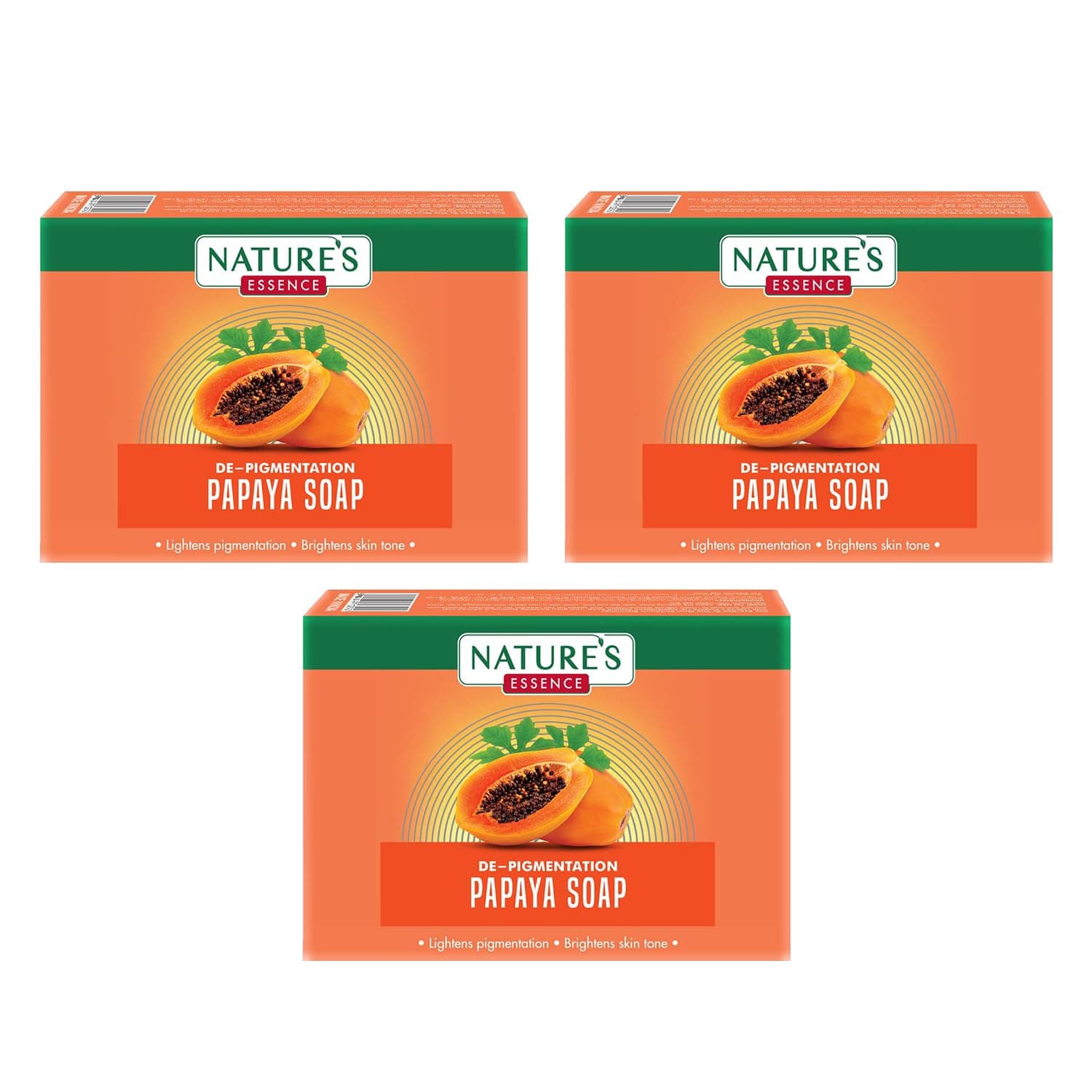NATURES ESSENCE De-Pigmentation Papaya Soap | Soap For Bath, 225Gm, Pack Of 3