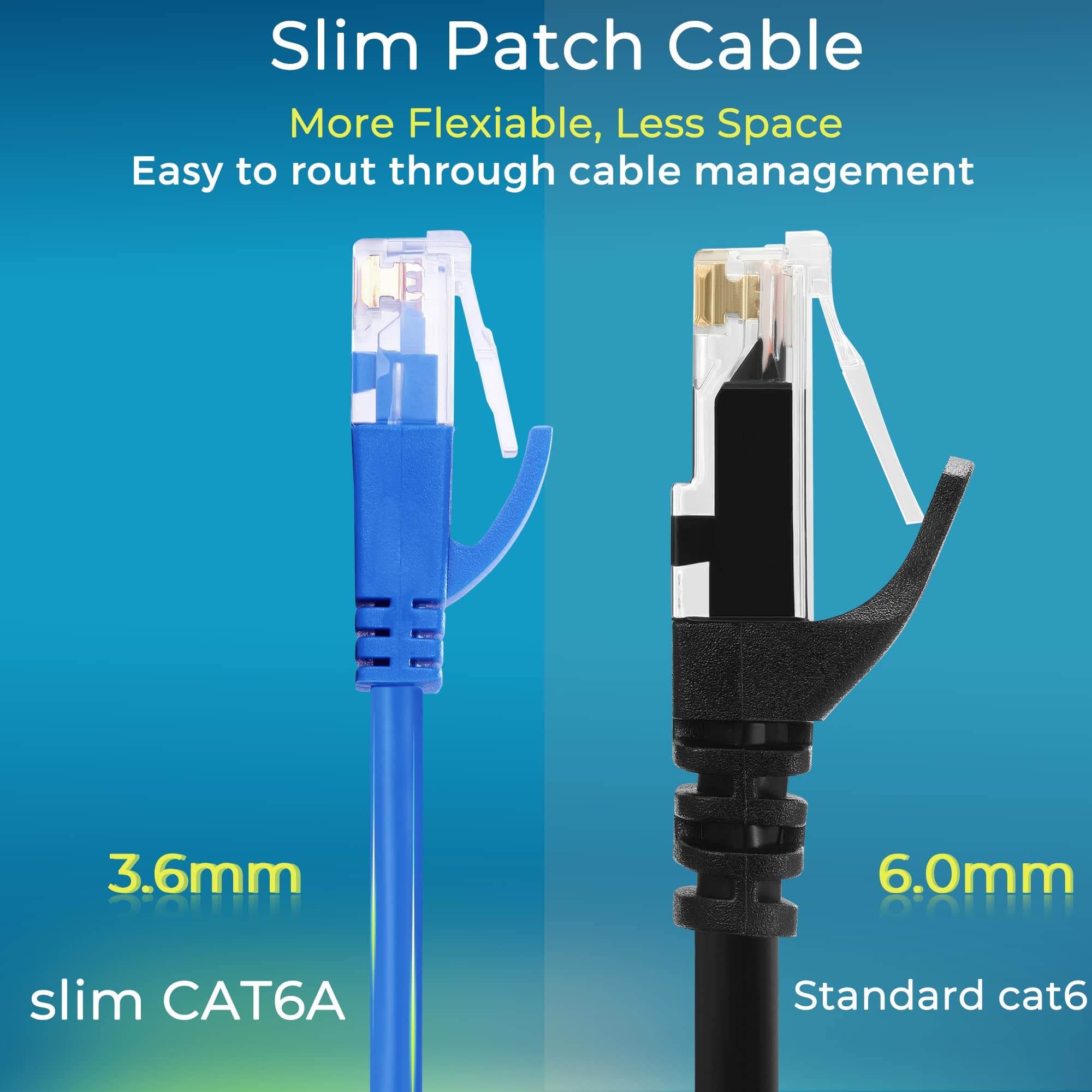 Rapink Patch Cables Cat6a 1ft (10 Pack) Slim, Cat6a Ethernet Patch Cable 10G Support, Snagless Cat 6 Patch Cable for Patch Panel to Switch, Flexiable Cat 6a Ethernet Cable with Gold Plated
