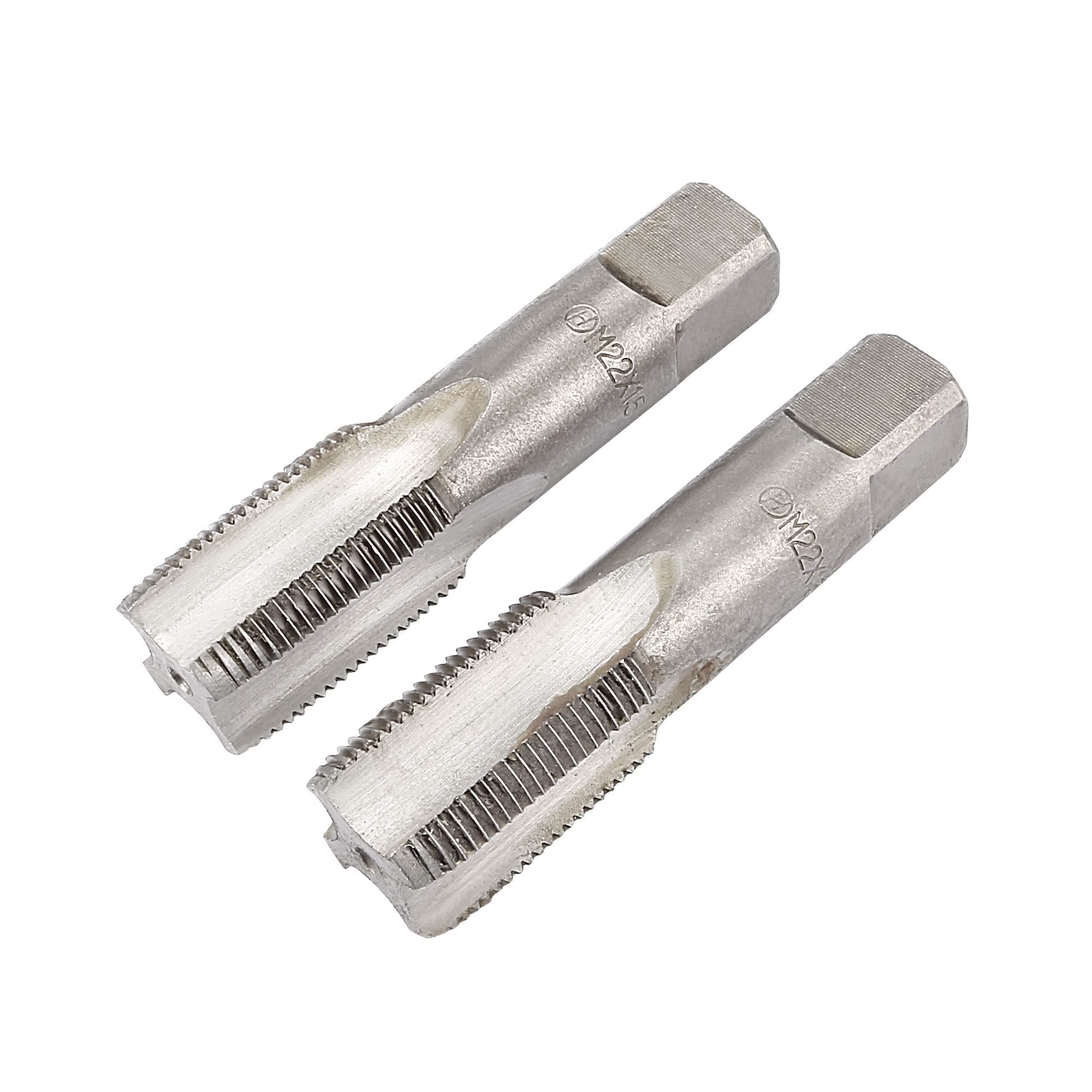 sourcing map Metric Hand Tap M22 Thread 1.5 Pitch 4 Straight Flutes H2 Alloy Tool Steel 1 Pair