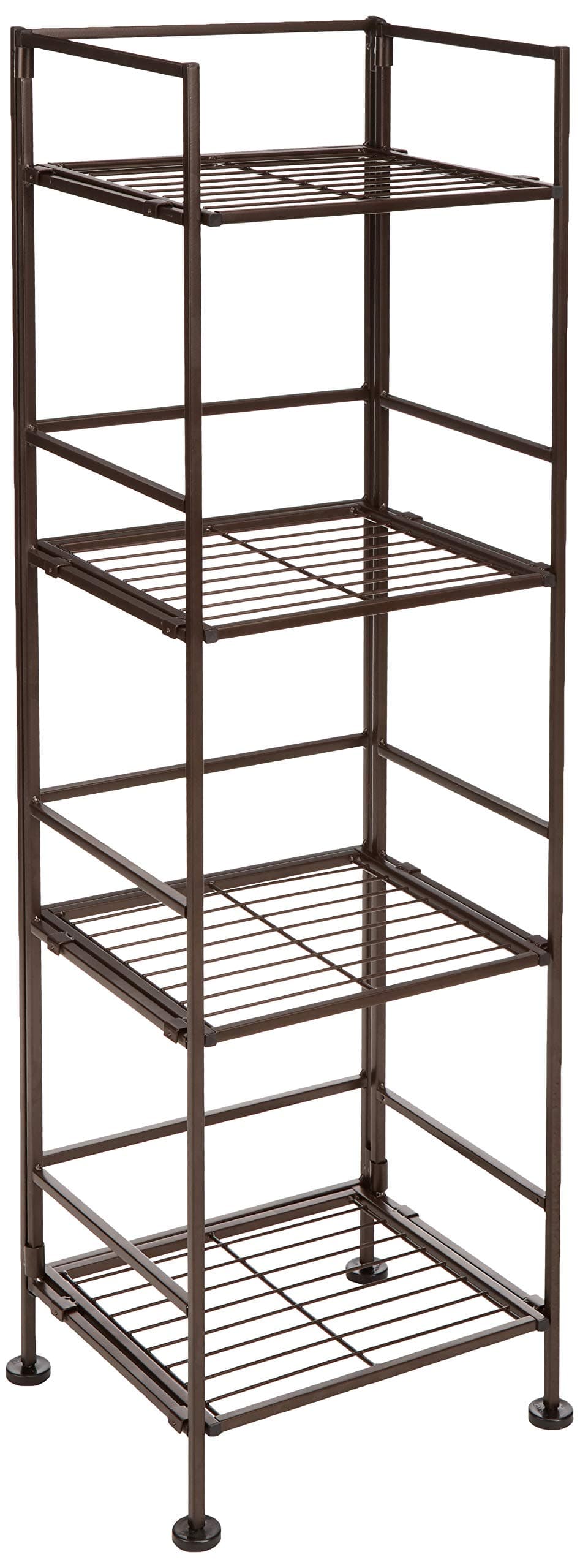 Amazon Basics 4-Tier Iron Towel Shelf Black 11.4"L x 11.8"W x 44.5"H | for Bathroom