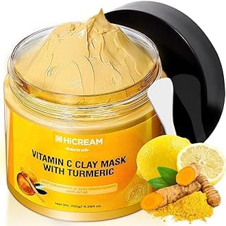 Turmeric Vitamin C Clay Mask, Deep Cleansing Facial Mask, Clay Face Mask Skin Care with Kaolin Clay and Aloe for Pores, Acne, Dark Spots, Hydrating 5.29 Oz (yellow)