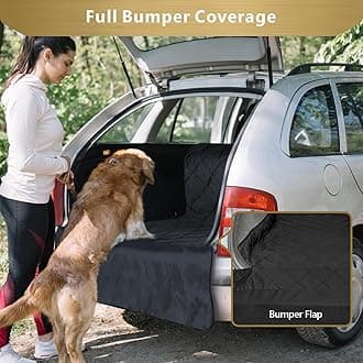 F-color (Pet Cargo Cover Black) - SUV Cargo Liner for Dogs, Waterproof Pet Cargo Cover Dog Seat Cover Mat for SUVs Sedans Vans with Bumper Flap Protector, Non-Slip, Large Size Universal Fit