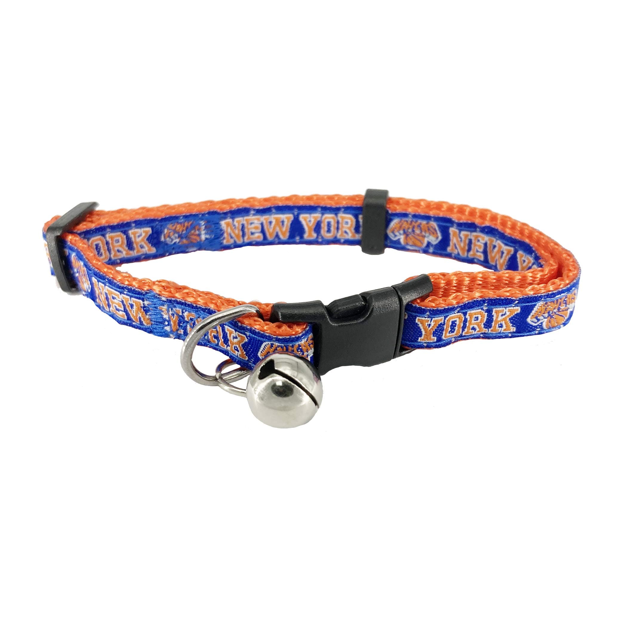 Pets FirstNBA NY Knicks CAT Collar Adjustable Break-Away Collar for Cats with Licensed Team Name & Logo. Cute & Fashionable Basketball Sports Cat Collar with Metal Jingle Bell, Team Color (KNX-5010)
