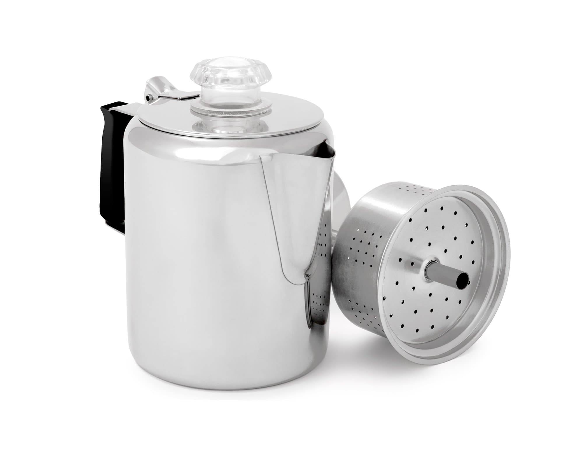 GSI Outdoors Glaicer Stainless Percolator with Silicone Handle, 12 Cup