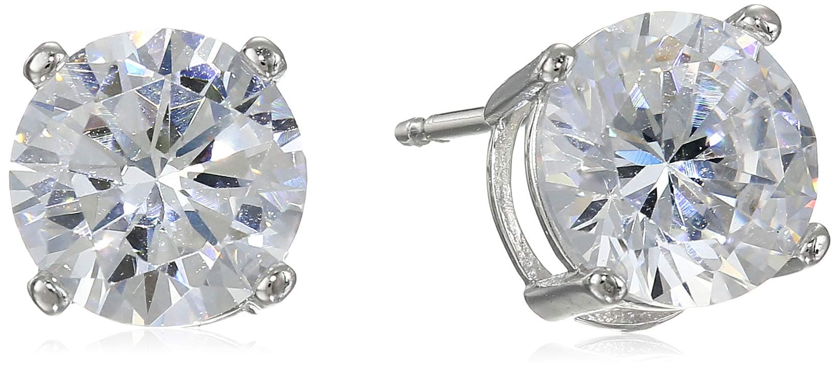 - Amazon Essentials Plated Sterling Silver Cubic Zirconia Stud Earrings (Round & Princess)