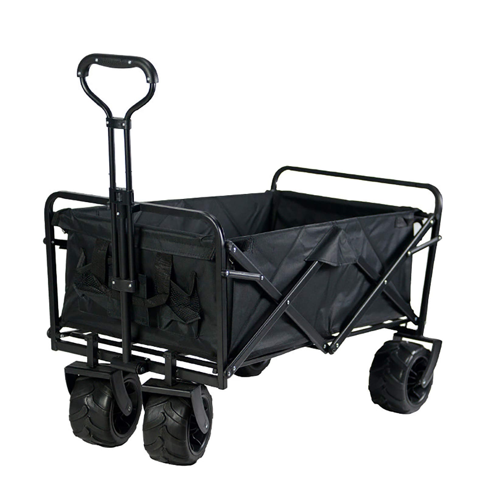 YanLin Folding Handwagon Garden Cart Trolley Foldable Pull Wagon Folding Utility Wagon Adjustable Handle Outdoor Cart For Garden Camping Shopping Beach,A