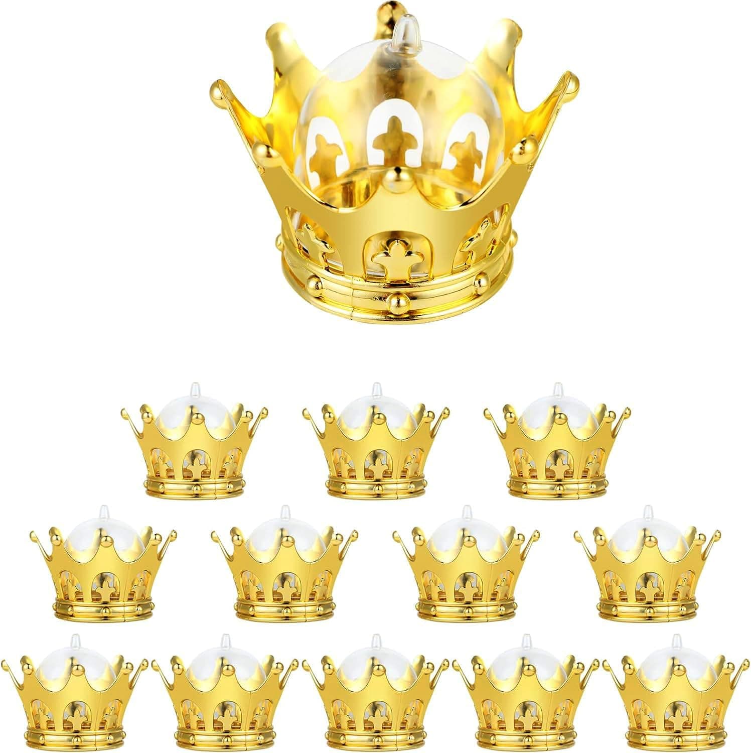JCHB 12PC Gold Crown Fillable for Small Candy Chocolate, Table Decorations, Party Favors