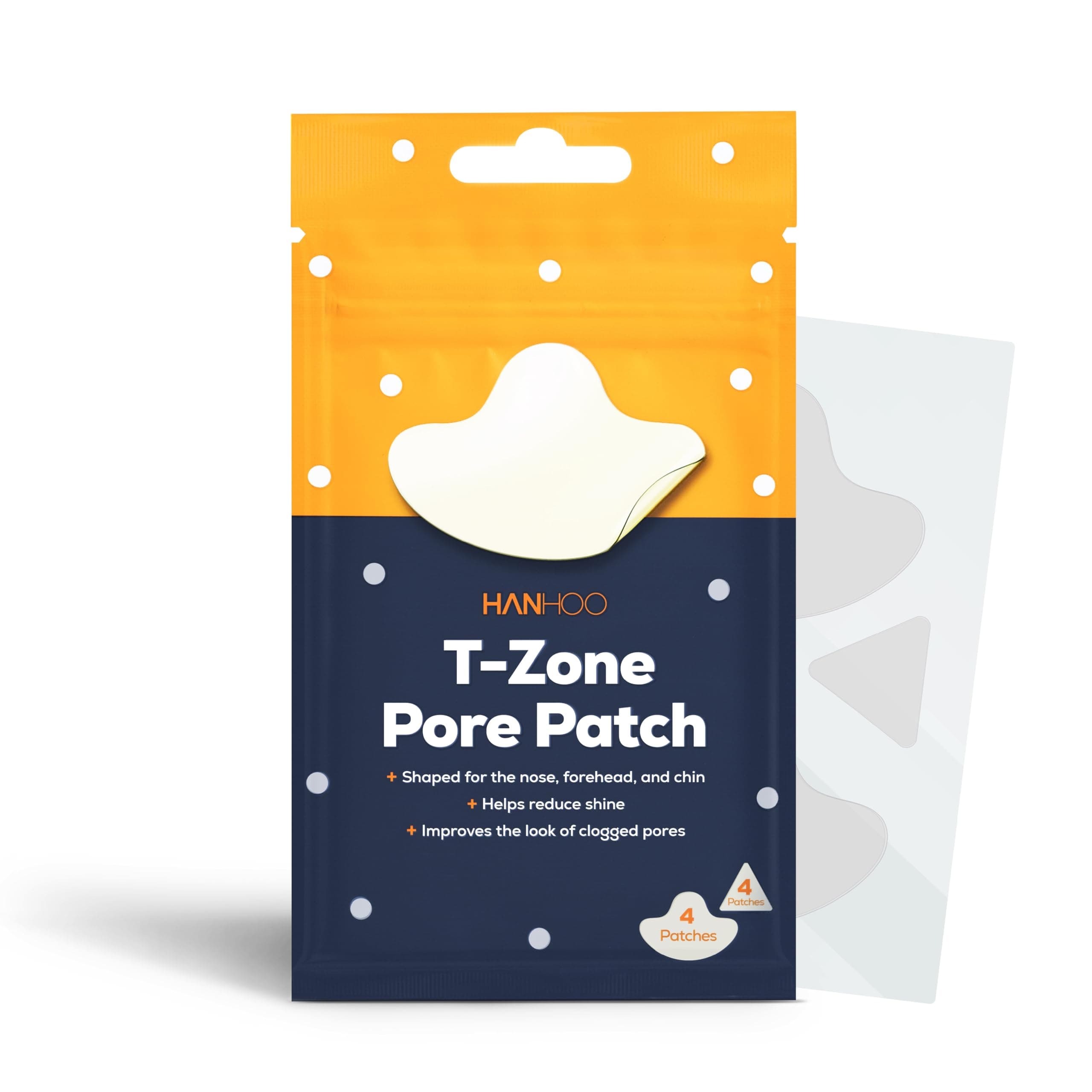 HANHOO T-Zone Pore Patch, 4 Pore Patches and 4 Triangle Blemish Patches, Improves Look of Clogged Pores, Mattifies, Shrinks Pimples on T-Zone, Blackhead and Acne Treatment, Korean Skincare