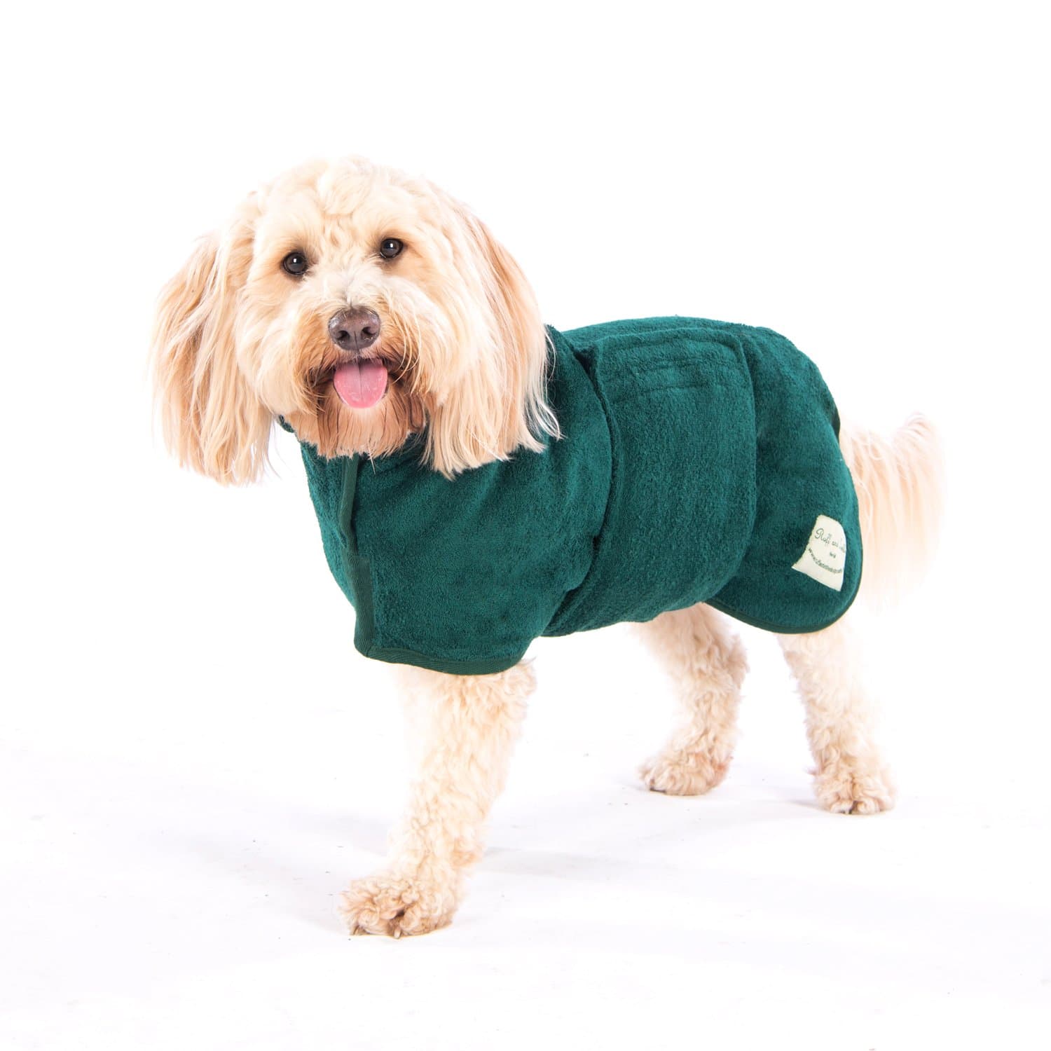 Ruff and Tumble Dog Drying Coat (Classic Collection) | Fast-Drying Dog Towel Coat & Dog Dressing Gown with Hood (M, Forest)