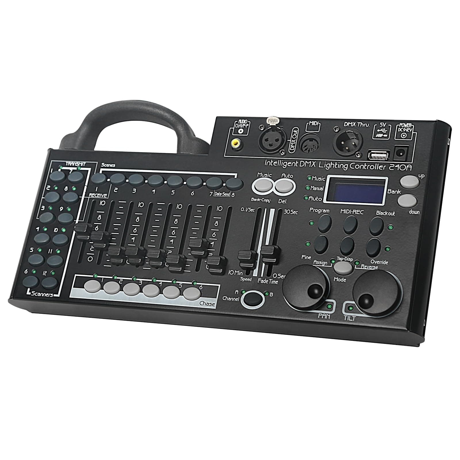 DMX Lighting Console, 240 Channels DMX 512 Controller for dj Lights, Equipped with USB Data Backup Function Black