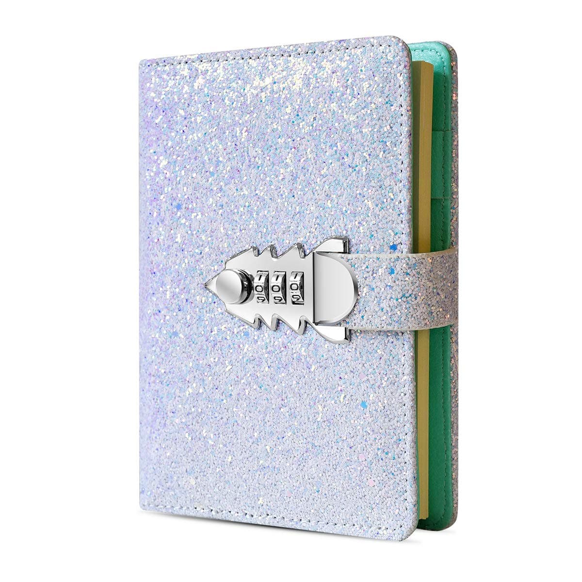 ARRLSDBDigital Password Journal Combination Lock Diary Locking A6 Refillable Leather Journal (White)