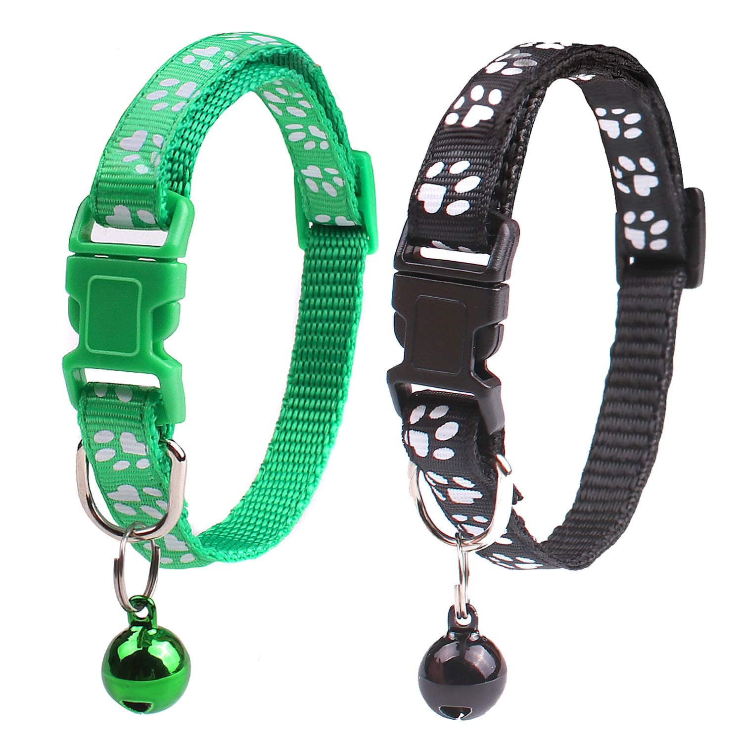 MCHEN 2 Pack Safety Nylon Cat Collars with Breakaway Buckle and Bell Quick Release Adjustable Pet Collars for Kitten Cats