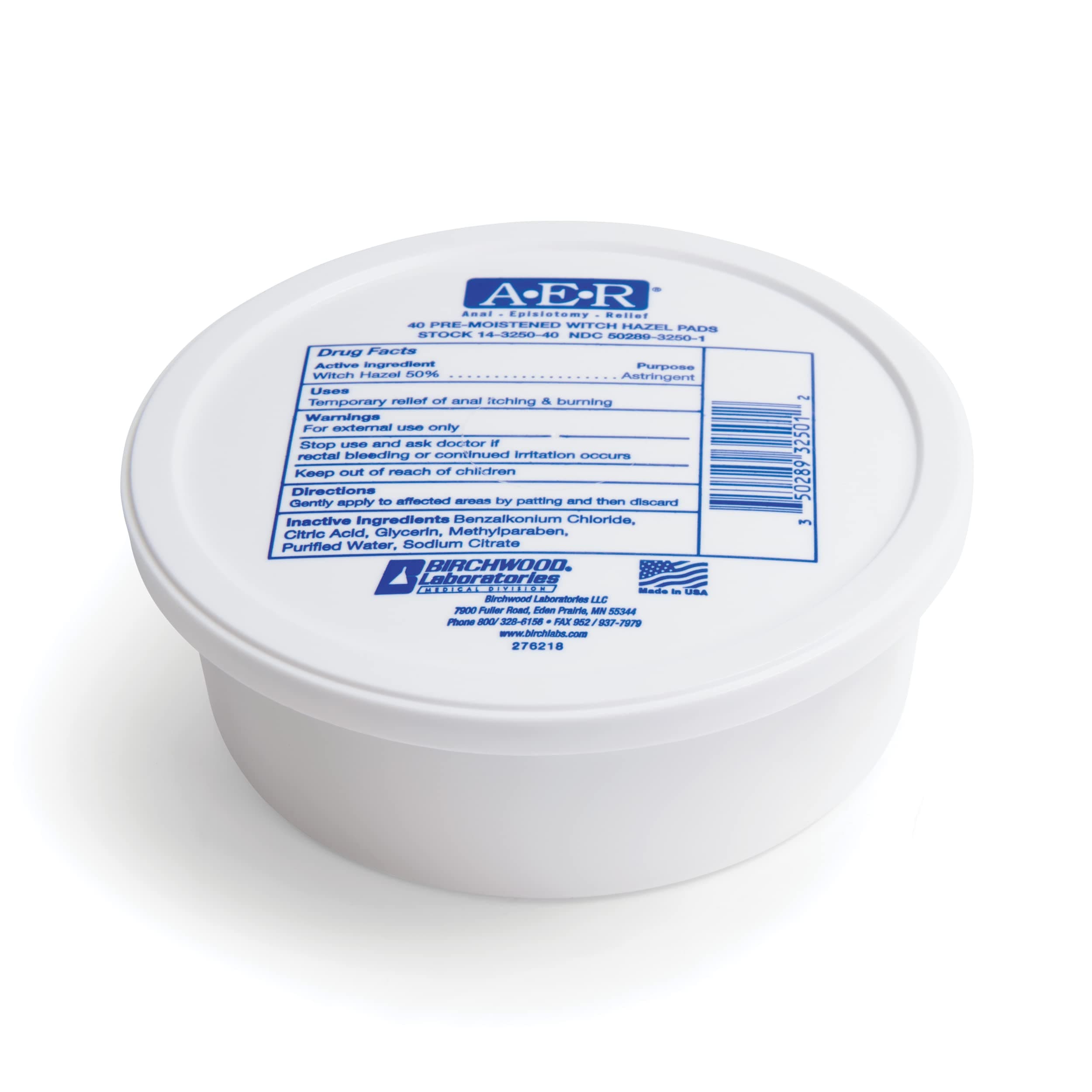 A-E-R Pre-Moistened Medicated Cooling Witch Hazel Pads For Hemorrhoid & Postpartum Relief, 40 Count