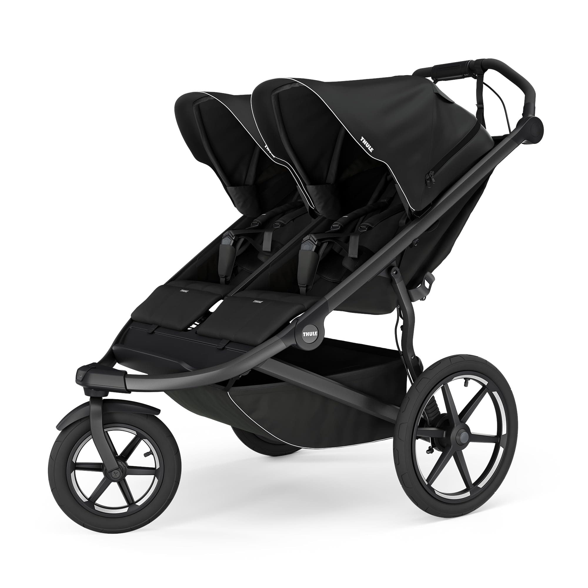 Thule Urban Glide 3 Double Child All-Terrain Stroller, One-Handed fold with self Standing Design, Air-Filled Tires, Upright Seats with Adjustable Recline and Built-in Leg Rest