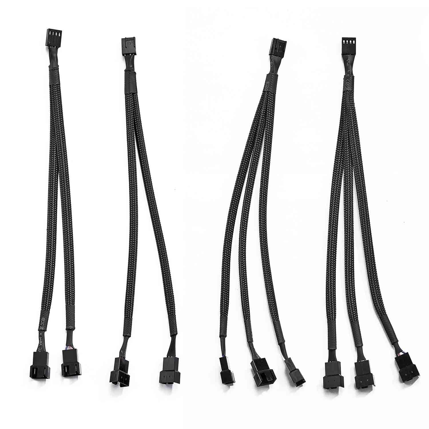 4 Pack 4 Pin PWM Fan Splitter Cable , 2 Pieces 1 to 2 Converter + 2 Pieces 1 to 3 Converter for Computer PC Fan Power Cable