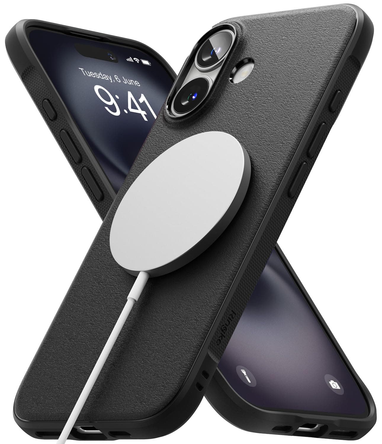 Ringke Onyx Magnetic [Compatible with MagSafe] for iPhone 16 Case, Firm Grip Non-Slip Sleek Rugged Shockproof Anti-Scratch Phone Cover for Magnetic Charger/Accessories - Black