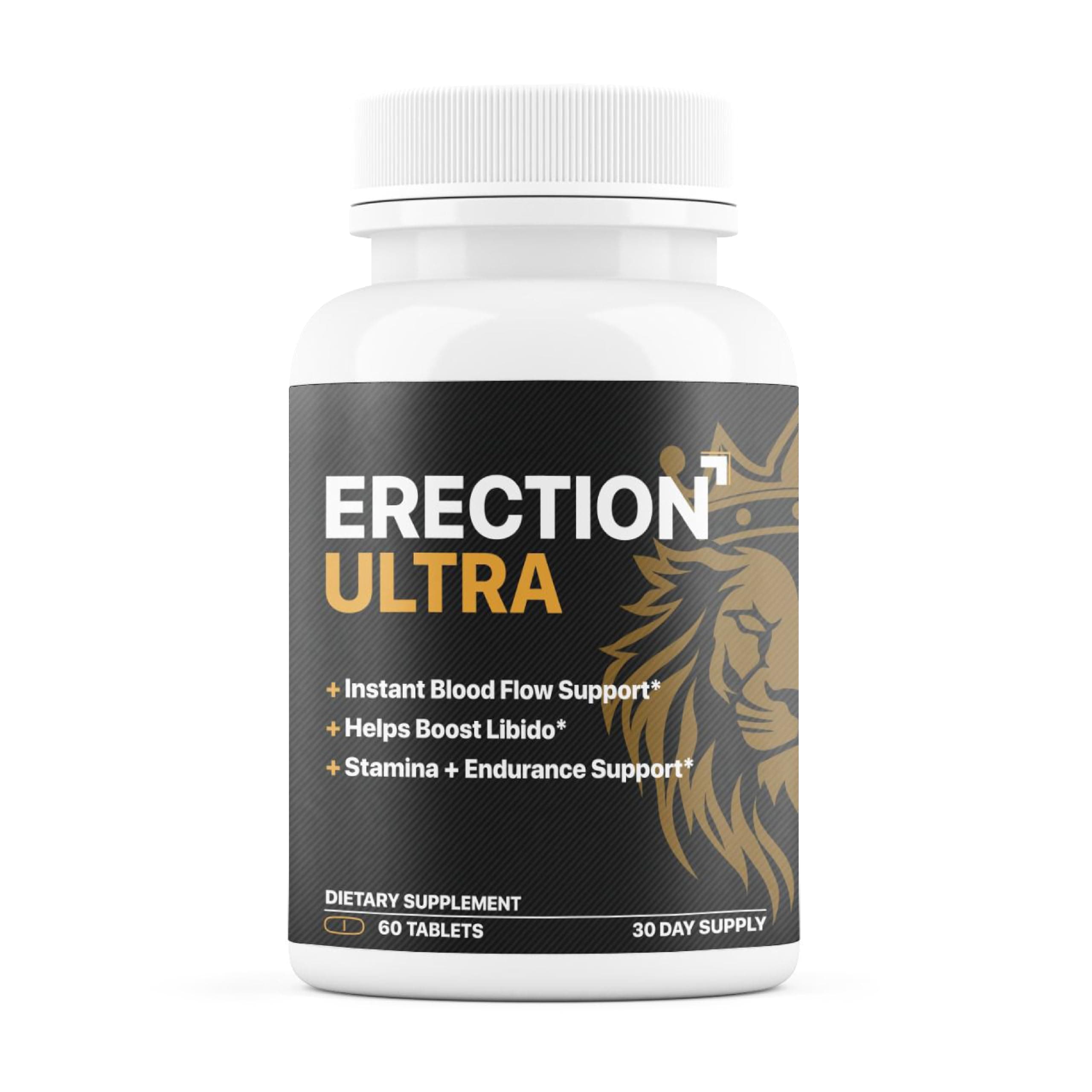 Erect Ultra | Performance Pills for Men Fast Acting Blood Flow & Enhanced Circulation, Stamina, Girth and Hardness | Helps Achieve & Sustain Hard On's | 20 Research Backed Ingredients - 60 Tablets