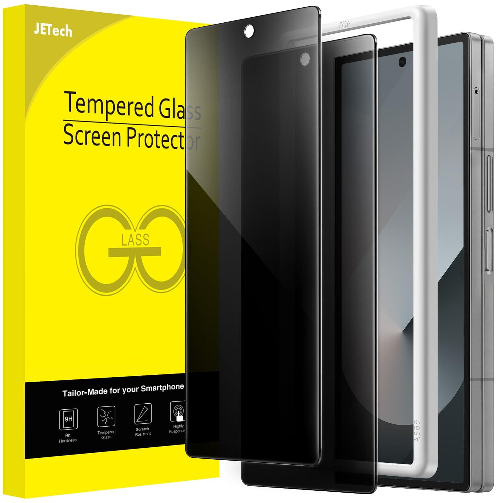 JETech Front Privacy Screen Protector for Samsung Galaxy Z Fold 6, Anti-Spy Tempered Glass Film with Easy Installation Tool, Case-Friendly, 2-Pack