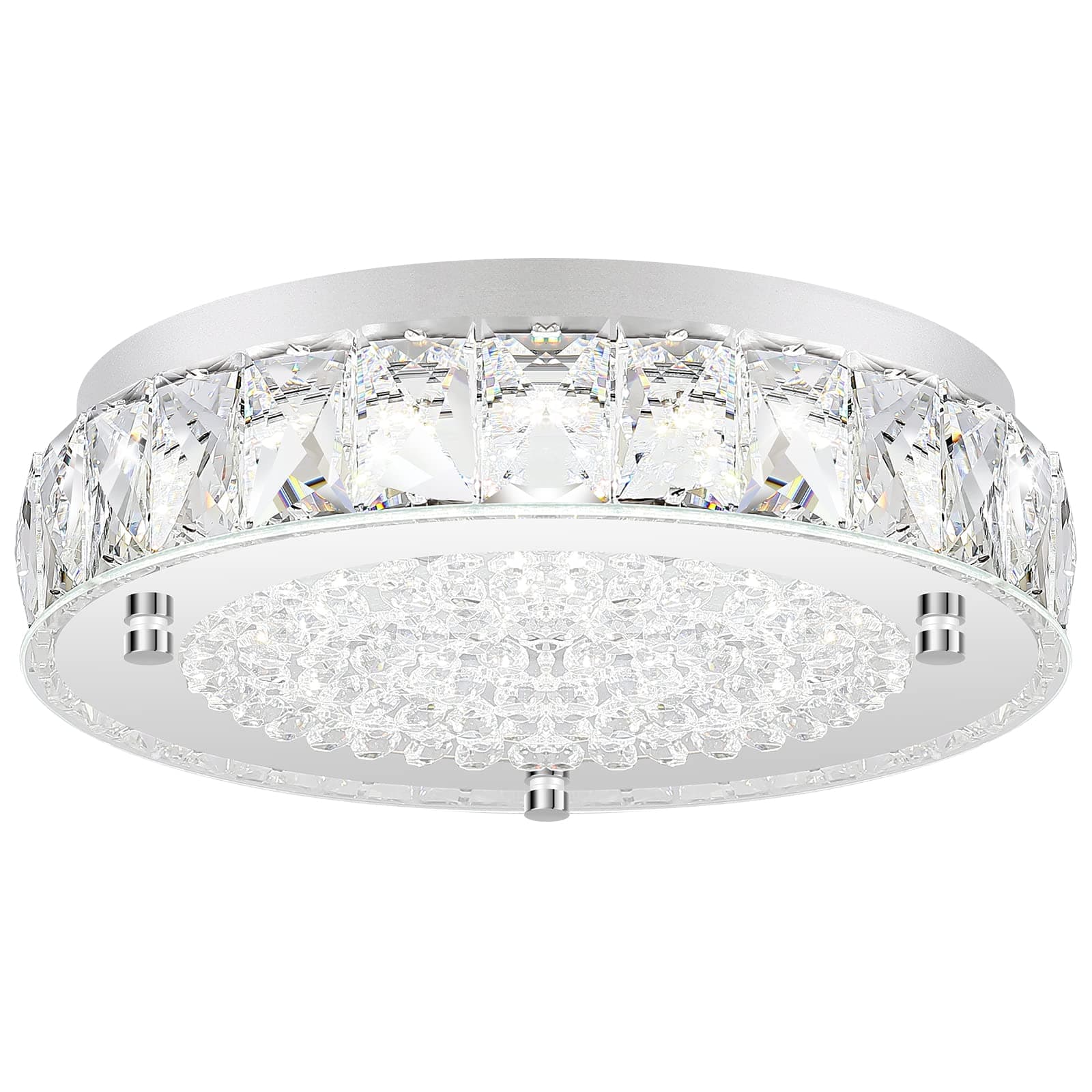 Crystal Chandeliers Flush Mount LED Ceiling Light Fixture, 5000K Daylight White Super Bright 1980LM 11-Inch Dimmable Farmhouse Kitchen Light Modern Ceiling Lamp for Bedroom Bathroom Nursery