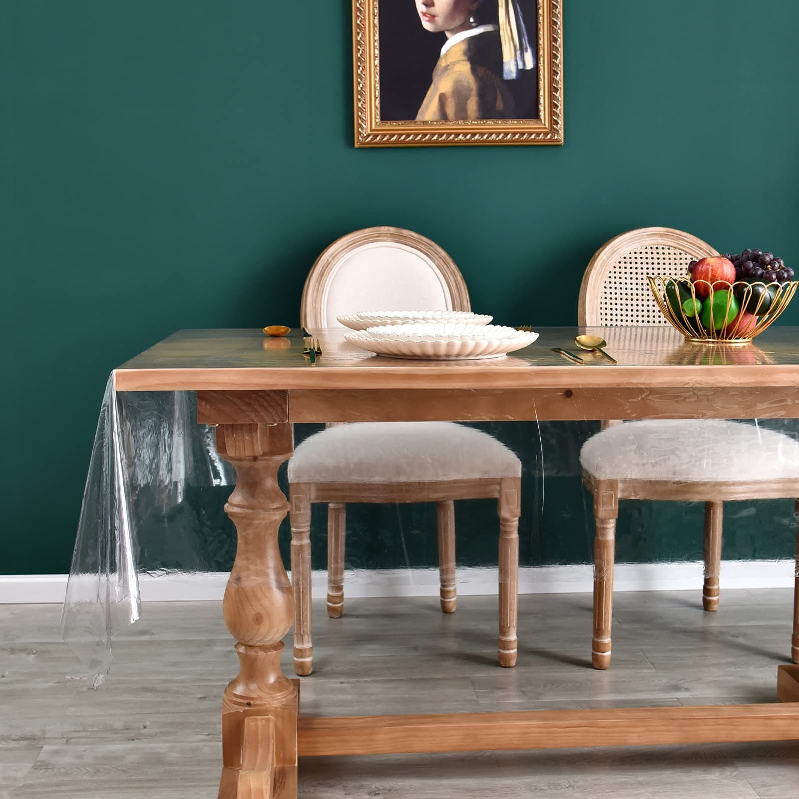 100% Waterproof Clear Plastic Tablecloth, Vinyl Rectangle PVC Table Cloths Protector Spill Oil Proof Wipe Clean Transparent Table Cover for Dining/Camping/Parties - 54 x 78, Crystal Clear