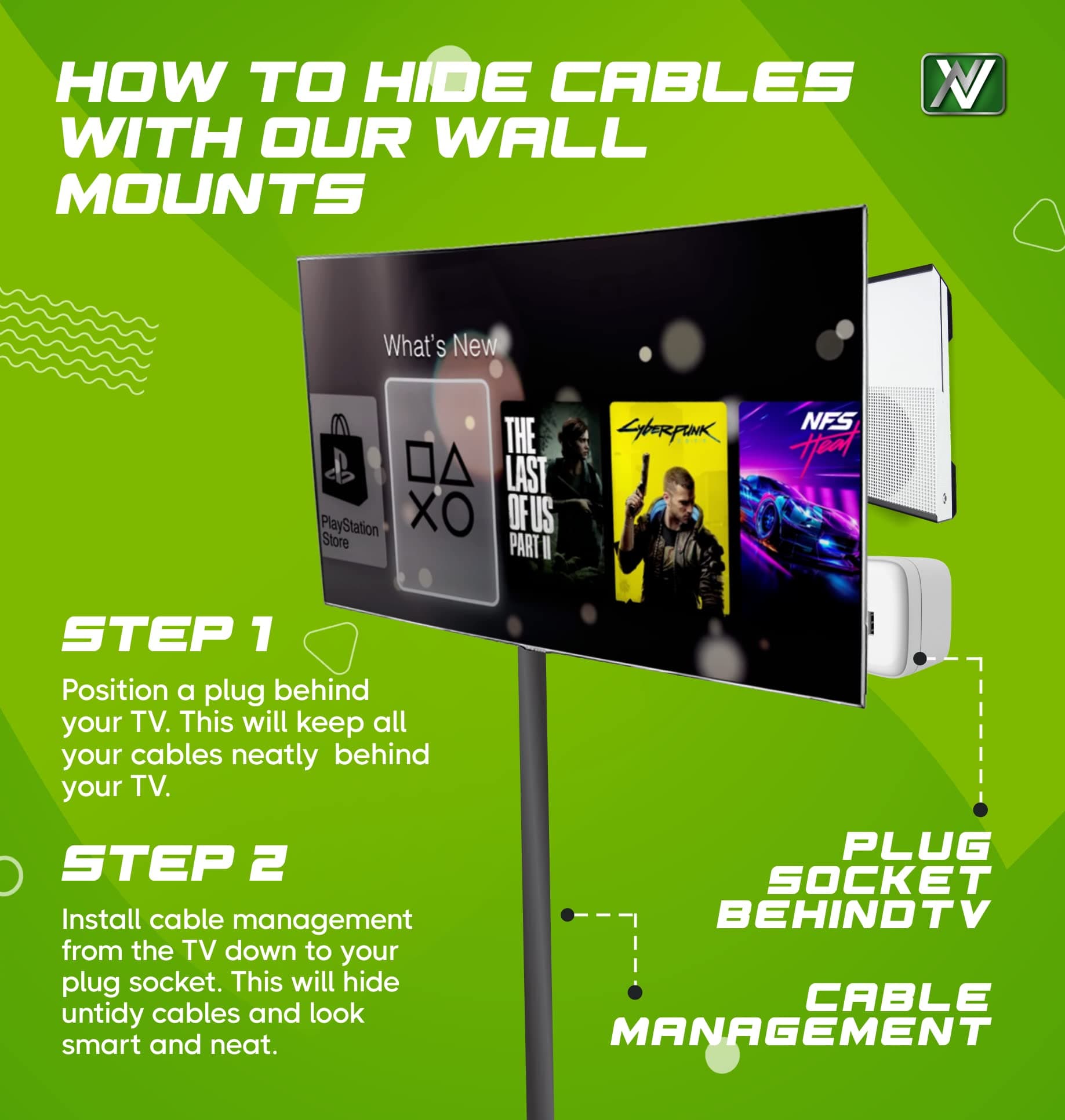 Q-View Xbox One S and Xbox One S Digital Wall Mount Bracket - Made in the U.K. Q-View.