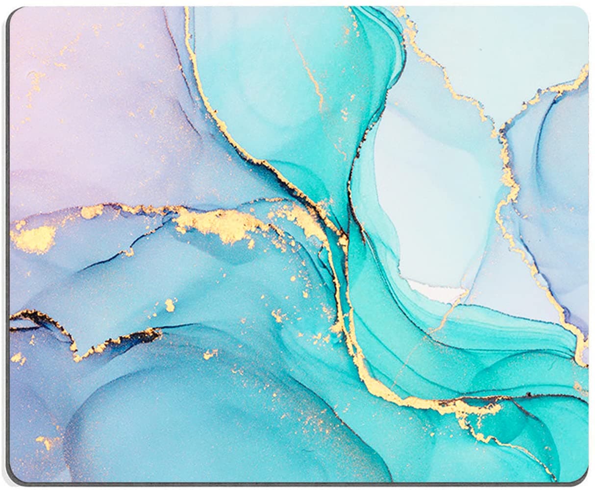 - Mouse Pad, Cyan Blue Marble Mouse Pad, Washable Square Cloth Mousepad for Office Laptop, Non-Slip Rubber Base for Wireless Mouse for Computer Desk