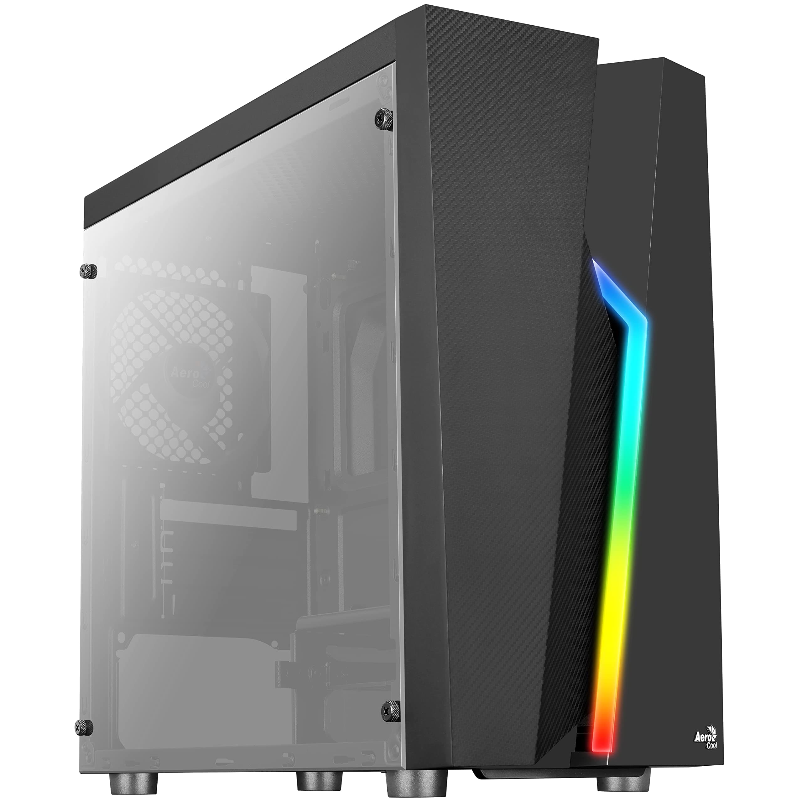 Aerocool Bolt Mini MATX RGB PC Gaming Case, MATX & Mini-ITX, Full Tempered Glass Side Panel, RGB LED Strip Included, 13 Lighting Modes, 1 x 120mm Black Fan Included, High Performance MATX Case | Black