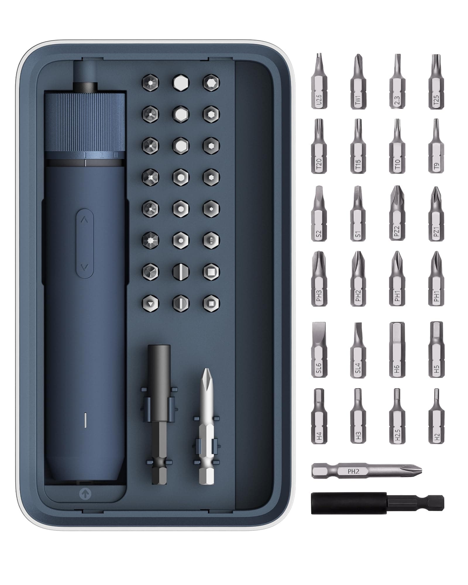 HOTO Electric Screwdriver Kit, Upgraded 1/4'' Hex 25 Bits, Magnetic Lid, Rechargeable Cordless Screwdriver, 1500mAh Battery, LED Light, Ideal for Furniture Assembly, Home Repair & Garage Projects