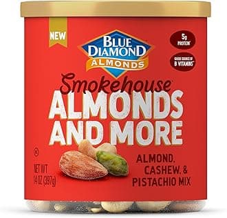 Blue Diamond Almonds, Mixed Nuts Smokehouse Flavored Deluxe Snack Nuts, Almonds, Pistachios, and Cashews, 14oz. Can (Pack of 1)