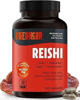 FreshCap Mushrooms Organic Reishi Capsules, 120 Count, 60 Day Supply, Supplement for Healthy Aging, Sleep, and Immunity, Concentrated Extract from Whole Fruiting Body and Spore