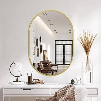 Bathroom Mirror for Wall, 36''x24'', Gold Oval Mirror for Bedroom Entryway Bathroom, Metal Framed Vanity Mirror(36''x24'', Gold)