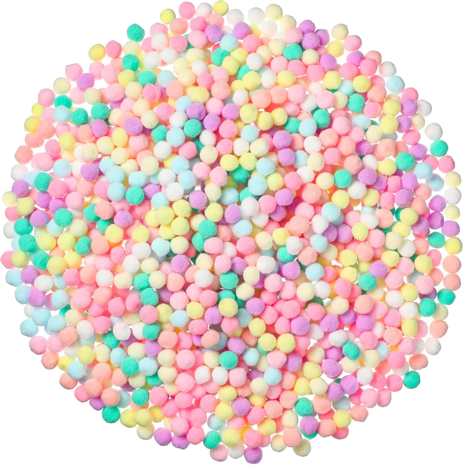 Tegeme 2000 Pieces Pom Poms 1 cm Assorted Pompoms and Crafts Fuzzy Balls for Thanksgiving Christmas Winter DIY Arts and Craft Making Decorations(Pastel Colors)