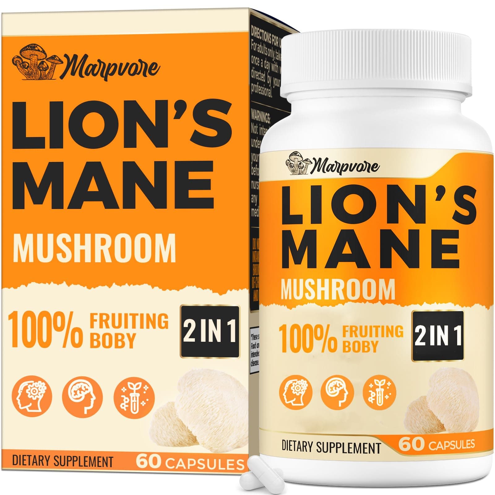 50X Strength Potency Brain Supplements for Memory and Focus - 1400mg Lions Mane Supplement Capsules | Natural Nootropics Brain Supplement for Cognitive, Clarity, Concentration & Energy - 60 Capsules