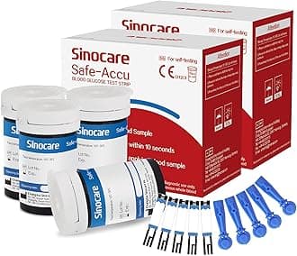 (Safe Accu) Diabetes Strips/Blood Glucose Test Strips 100 pcs No Need Code (Only for sinocare Safe Accu Blood Glucose Monitor)