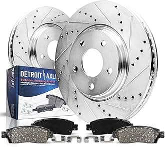 Detroit Axle - Front Brake Kit for Lexus GS350 GS460 GS450h GS200t IS200t IS300 IS350 RC200t RC300 RC350, 13.15" inch Drilled and Slotted Disc Brake Rotors Ceramic Brake Pads with Hardware Replacement