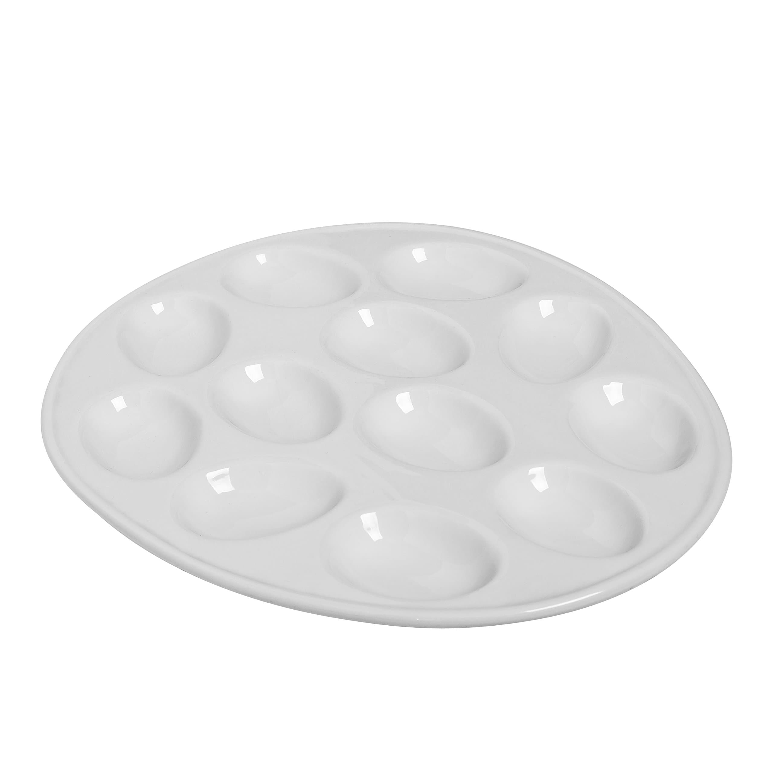 Kitchen Supply White Porcelain Egg Plate