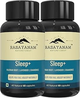 Rasayanam Sleep+ PACK OF 2 | Valerian Root, Lavender, Chamomile | Helps calm & sleep naturally | Non habit forming