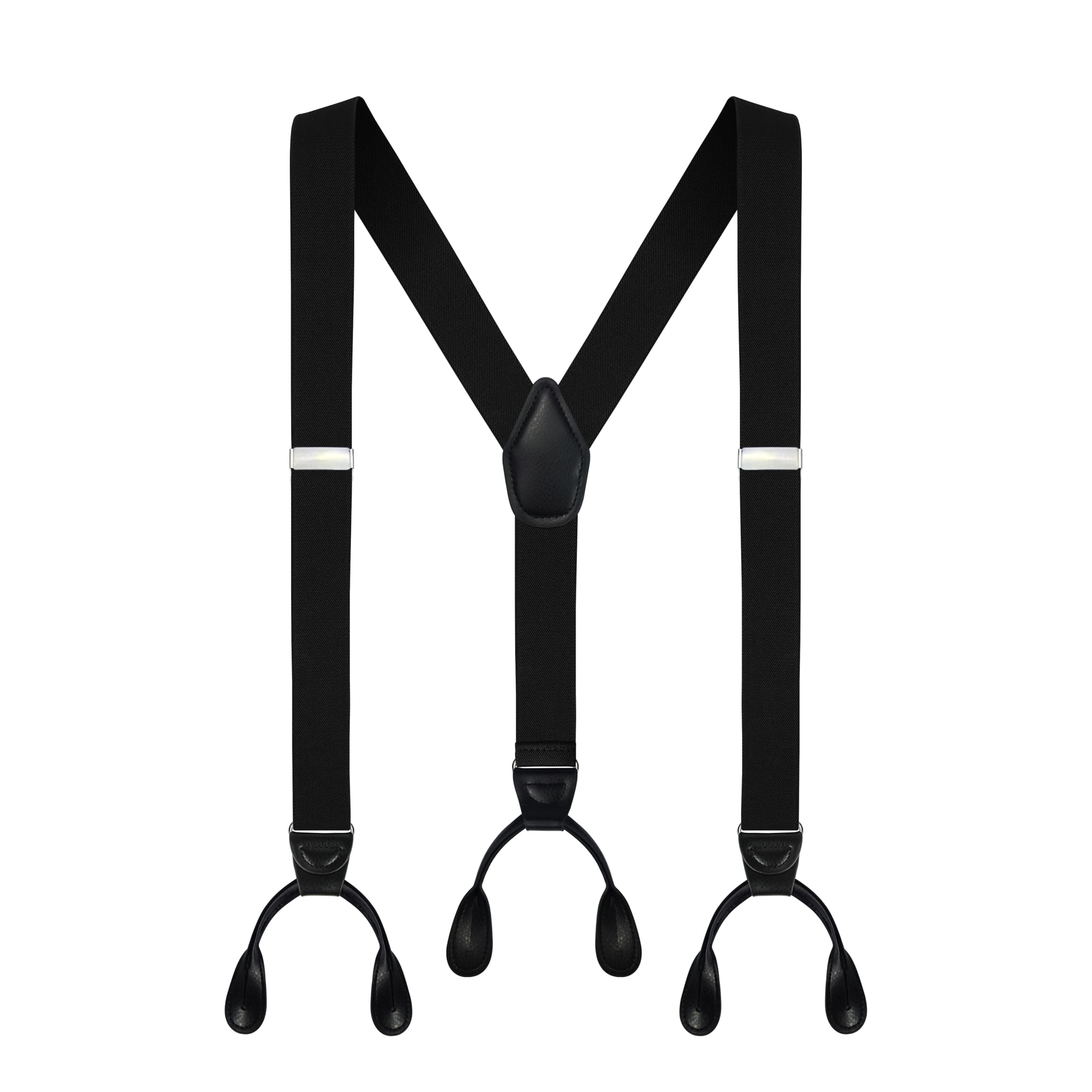 Men's Y-Back 1.4 Inches Wide Button End Elastic Adjustable Suspenders