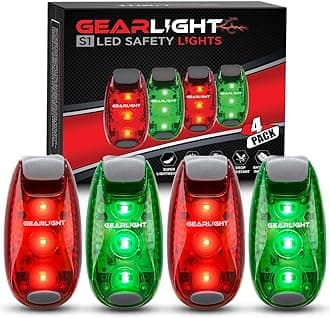 GearLight S1 LED Safety Lights Bike Taillights - Clip-On for Boat, Bike, Dog & Runners - Red, Green - Pocket-Sized, Compact, Portable (Pack of 4)